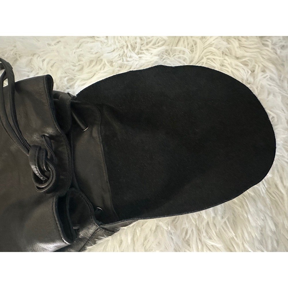 Cos Black Leather Unstructured Drawstring Backpac… - image 7